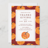感謝祭ディナー |水彩カボチャ 招待状 (正面)