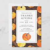 感謝祭ディナー |水彩カボチャ 招待状 (正面)