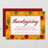 感謝祭ディナー |秋の木 招待状 (正面/裏面)