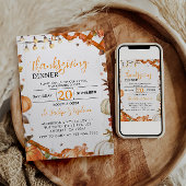 感謝祭ディナー |秋ホリデーファミリーギャザリング 招待状