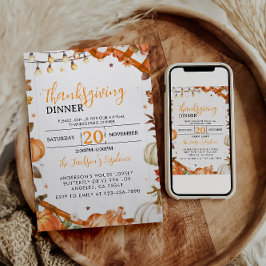 感謝祭ディナー |秋ホリデーファミリーギャザリング 招待状