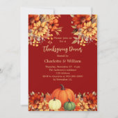 感謝祭ディナーterracotta花カボチャ 招待状 (正面)