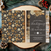 感謝祭ディナ素朴ーカントリーウッドパインコーン 招待状