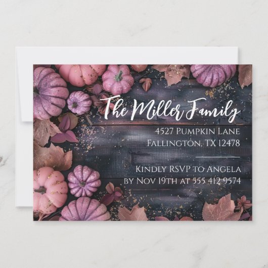 感謝祭ディナ素朴ーパンプキン招待状 招待状 (裏面)