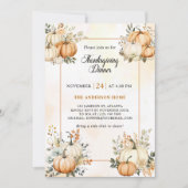 感謝祭ディナ素朴ーパンプキン秋フローラ 招待状 (正面)