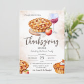 感謝祭ディナ素朴ー水カラーパンプキンパイ 招待状 (スタンド正面)