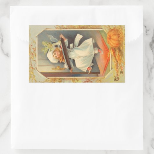 感謝祭デイガールシェフヴィンテージシール 長方形シール (バッグ)