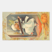 感謝祭デイガールシェフヴィンテージシール 長方形シール (正面)