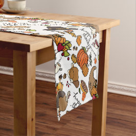 感謝祭デザインカボチャとタキーズランナー ショートテーブルランナー