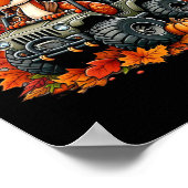 感謝祭デザインボーイズキッズ恐竜Tレックス秋 ポスター (角)