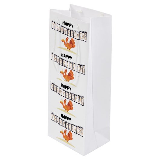 感謝祭デザイン紙バッグ/抱き枕ホワイト ワインギフトバッグ (正面アングル)