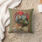 感謝祭トルコおもしろいヴィンテージ挨拶 クッション (ブランケット)