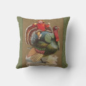 感謝祭トルコおもしろいヴィンテージ挨拶 クッション (裏面)