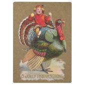 感謝祭トルコおもしろいヴィンテージ挨拶 クリップボード (裏面)