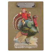 感謝祭トルコおもしろいヴィンテージ挨拶 クリップボード (正面)