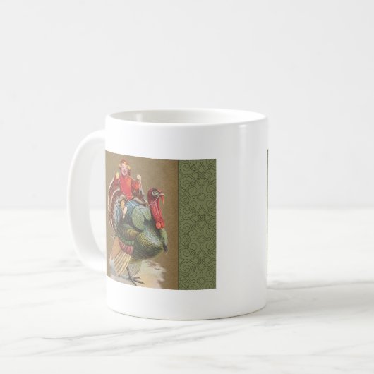 感謝祭トルコおもしろいヴィンテージ挨拶 コーヒーマグカップ (正面左)