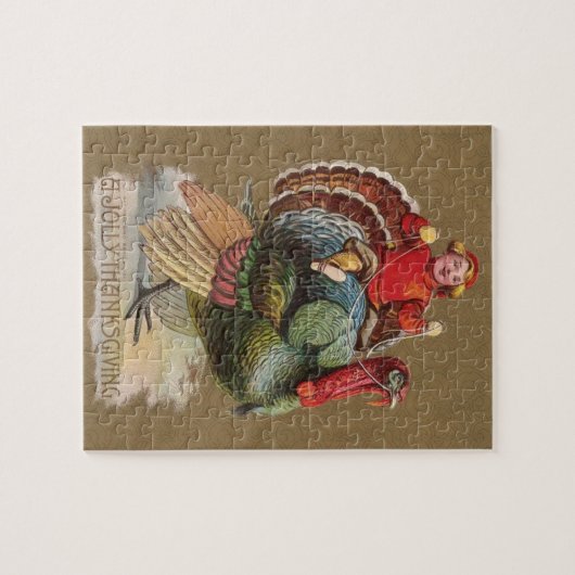 感謝祭トルコおもしろいヴィンテージ挨拶 ジグソーパズル (横)