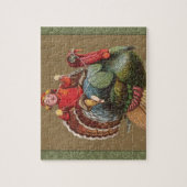 感謝祭トルコおもしろいヴィンテージ挨拶 ジグソーパズル (縦)