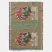 感謝祭トルコおもしろいヴィンテージ挨拶 スローブランケット (正面縦)
