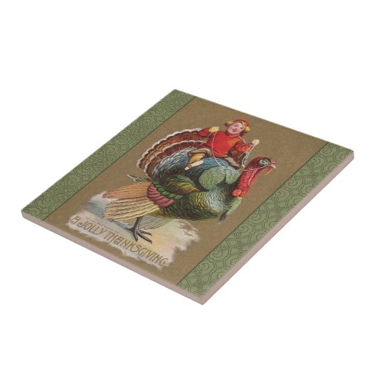 感謝祭トルコおもしろいヴィンテージ挨拶 タイル (側面)