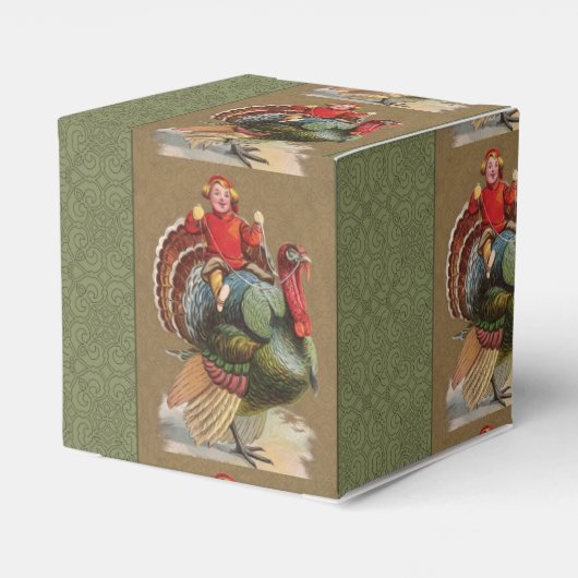 感謝祭トルコおもしろいヴィンテージ挨拶 フェイバーボックス (裏面サイド)