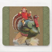 感謝祭トルコおもしろいヴィンテージ挨拶 マウスパッド (正面)