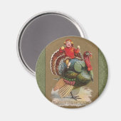 感謝祭トルコおもしろいヴィンテージ挨拶 マグネット (正面/裏面)