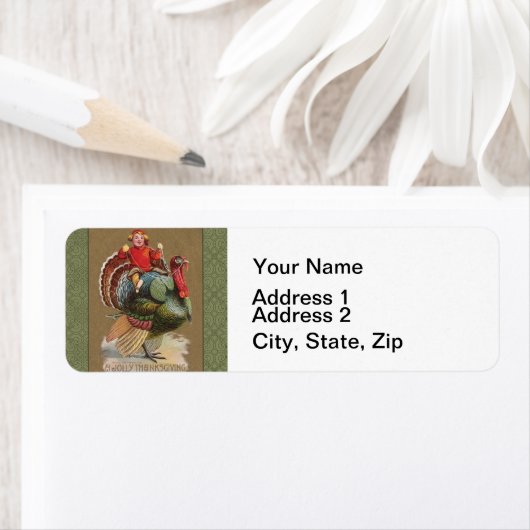 感謝祭トルコおもしろいヴィンテージ挨拶 ラベル (インサイチュ)