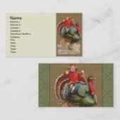 感謝祭トルコおもしろいヴィンテージ挨拶 名刺 (正面/裏面)