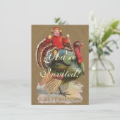 感謝祭トルコおもしろいヴィンテージ挨拶 招待状 (スタンド正面)