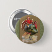 感謝祭トルコおもしろいヴィンテージ挨拶 缶バッジ (正面&裏面)