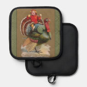 感謝祭トルコおもしろいヴィンテージ挨拶 鍋敷き (正面/裏面)