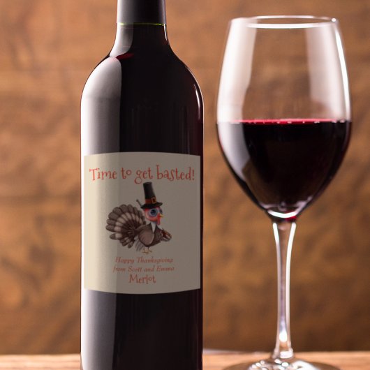 感謝祭トルコおもしろい贈り物を得る時間 ワインラベル