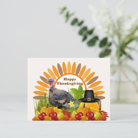 感謝祭トルコかぼちゃの休日はがき ポストカード (スタンド正面)