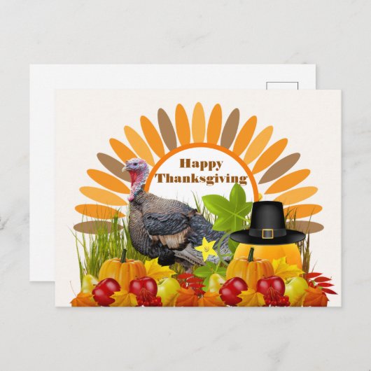 感謝祭トルコかぼちゃの休日はがき ポストカード (正面/裏面)