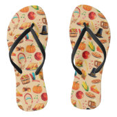 感謝祭トルコかぼちゃアップルパイパターン ビーチサンダル (ソール)