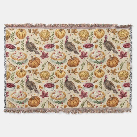 感謝祭トルコとカボチャの収穫パターン スローブランケット (正面)