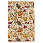 感謝祭トルコとカボチャの収穫パターン ミディアムペーパーバッグ (正面)