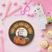 感謝祭トルコとカボチャデザイン ペーパープレート (パーティー)
