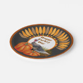 感謝祭トルコとカボチャデザイン ペーパープレート (アングル)