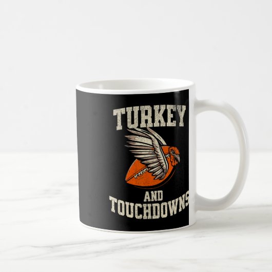 感謝祭トルコとタッチダウンズサッカーティー コーヒーマグカップ (右)
