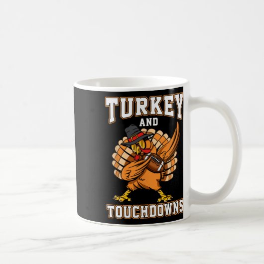 感謝祭トルコとタッチダウンズサッカーメンズキ コーヒーマグカップ (右)