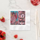 感謝祭トルコとピラグラムナプキン 縁ありカクテルナプキン (インサイチュ)