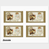 感謝祭トルコと小さな女の子 長方形シール (シート)