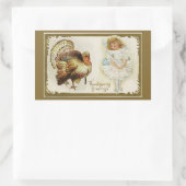 感謝祭トルコと小さな女の子 長方形シール (バッグ)