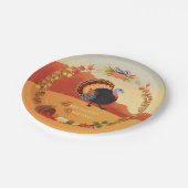 感謝祭トルコと秋収穫 ペーパープレート (アングル)