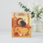 感謝祭トルコと秋収穫 ポストカード (スタンド正面)