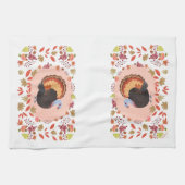 感謝祭トルコと紅葉 キッチンタオル (横)