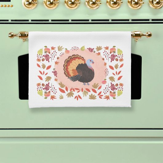 感謝祭トルコと紅葉 キッチンタオル