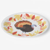 感謝祭トルコと紅葉 ペーパープレート (アングル)